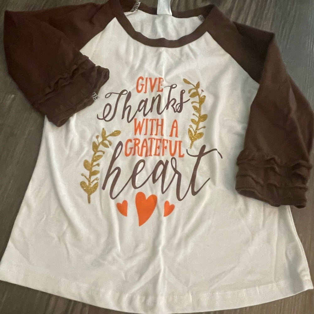 Adorable boutique girl's Thanksgiving shirt ls tee (fits like 4t)